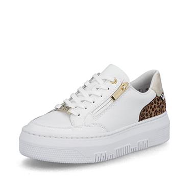 Rieker Platform Trainer With Side Zip - White Leopard
